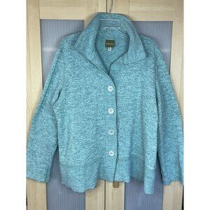 MARALYCE FERREE Women Blue Fleece Coat Sz XL Cardigan USA Soft‎ Sweater Casual